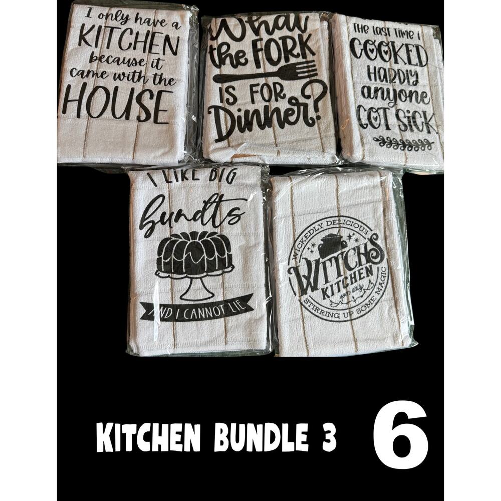 Kitchen Puns Dish Towels 3 - Brand New - Great Gift - Vendor Show Fillers
